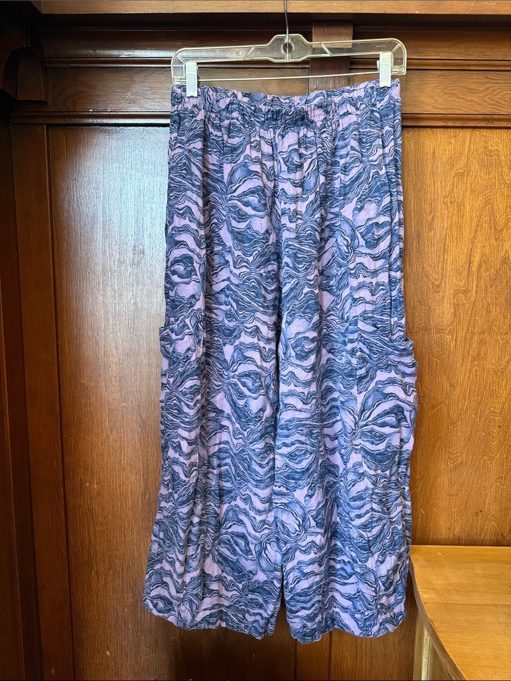 bryn Walker Lavender & Navy Wide-Leg Pants
